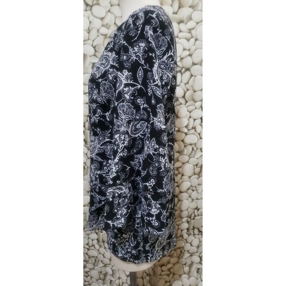 Apt 9 Top Size Small Paisley Floral Black White Tiered Sleeves Front Lined - Picture 5 of 8